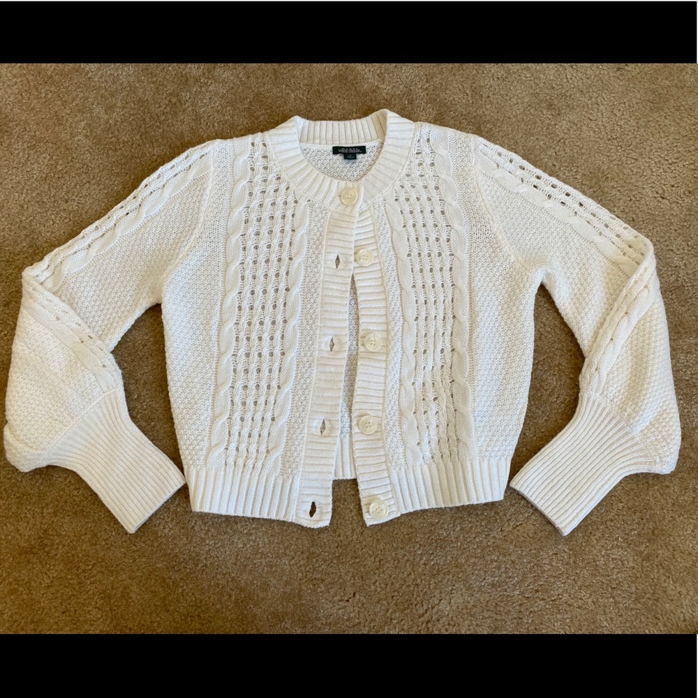 Wild Fable White Knit Cropped Cardigan